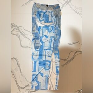 Fashion Nova Blue Geometrics Skirt Set 